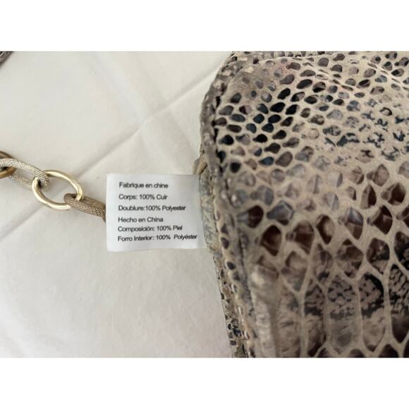 Elliott Lucca Gray Snakeskin print leather Crossbody Purse with chain - Picture 8 of 16